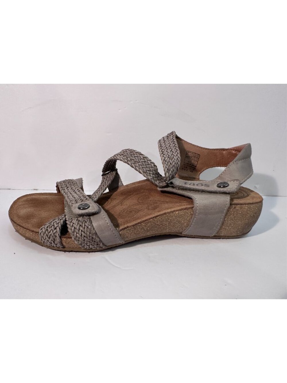 Taos Womens Tan Woven Strappy Sandals With Cork Sole US 9.5 EUR 40 Made In Spain